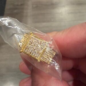 Cocktail Gold Plated Bling Bling Ring Cubic Zirconium CZ Size 11
